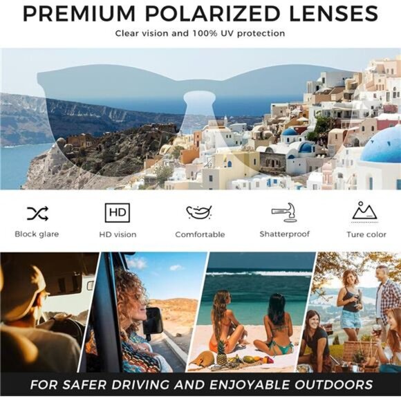 Sungait Round Polarized Sunglasses Women Men Vintage UV400 Retro Glasses - Picture 4 of 7